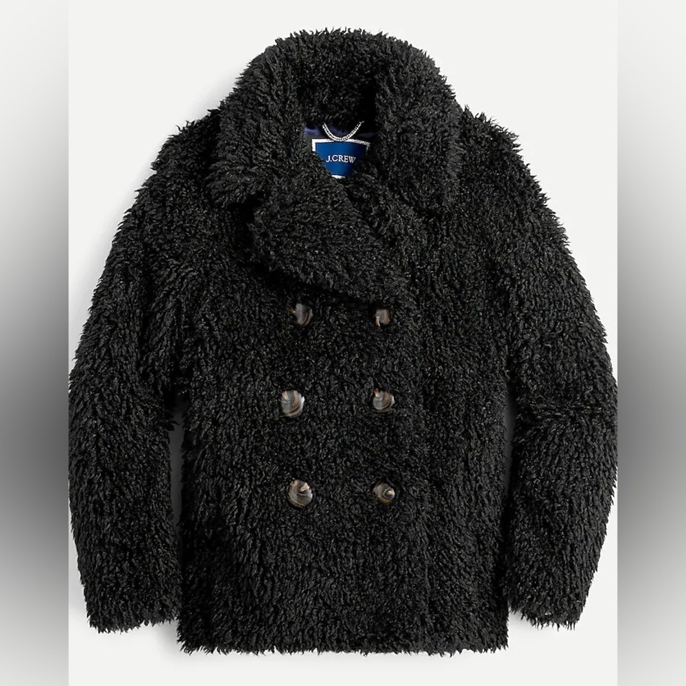 J.Crew Double-Breasted Teddy Sherpa Peacoat NWOT